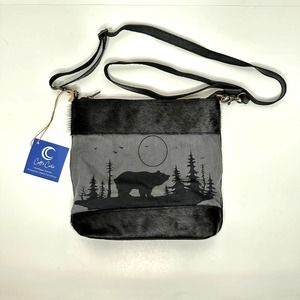 Gray and Black Bear Crossbody Purse